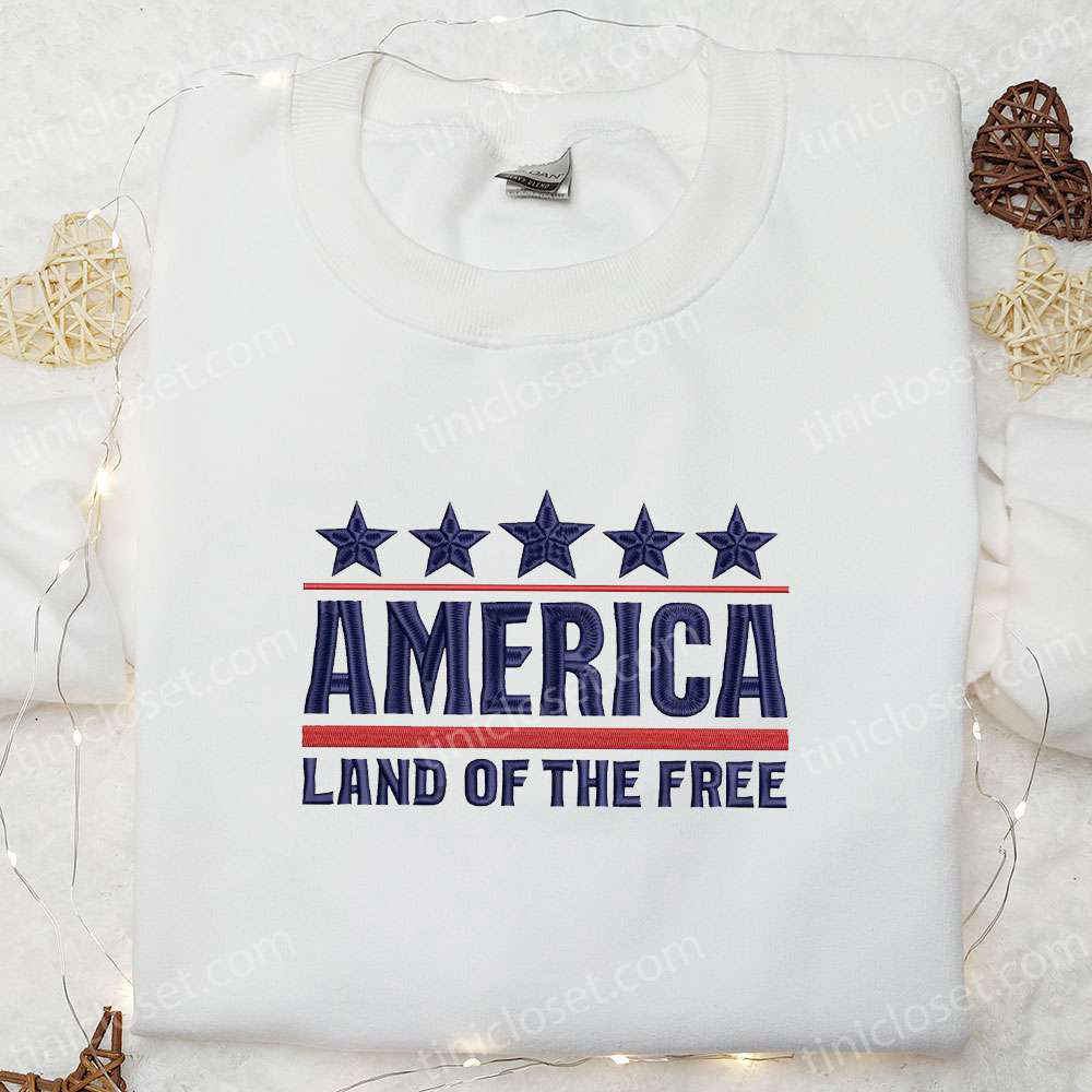 4th of July Embroidered Shirt: Celebrate Freedom in America – Land of the Free!