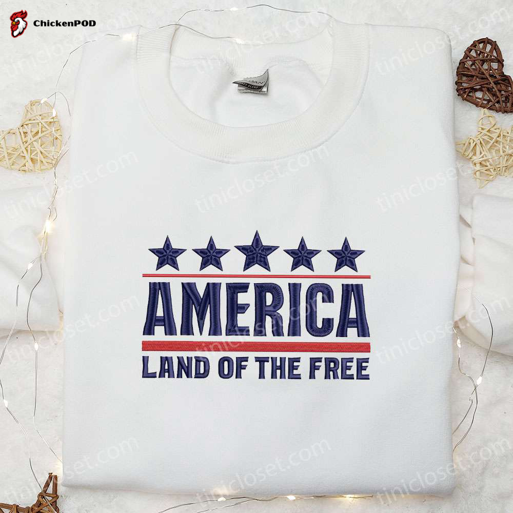 Celebrate 4th of July with American Flag Tongue Embroidered Shirt – Show Your Patriotism!