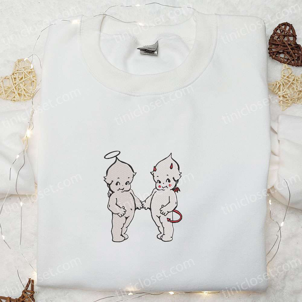 Spooky Angel and Devil Embroidered Sweatshirt: Perfect Halloween Gift!