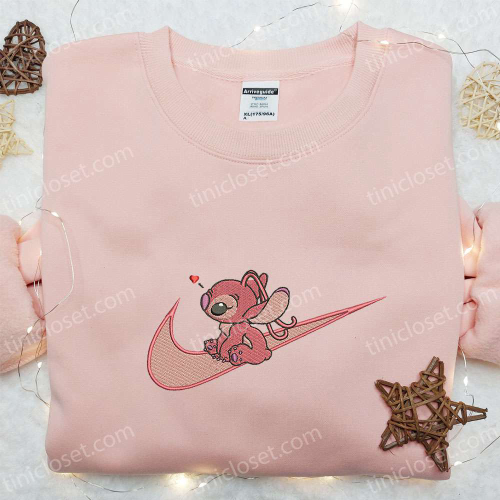 Disney Characters Embroidered Hoodie: Angel Love x Swoosh Cartoon Sweatshirt Perfect Valentine’s Day Gift