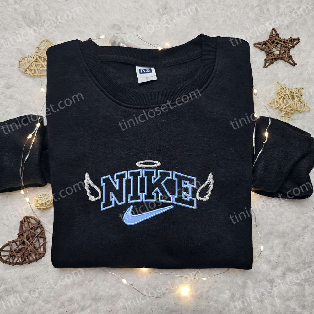 Custom Nike Embroidered Shirt with Angel Wings: Perfect Family Gift – Limited Edition