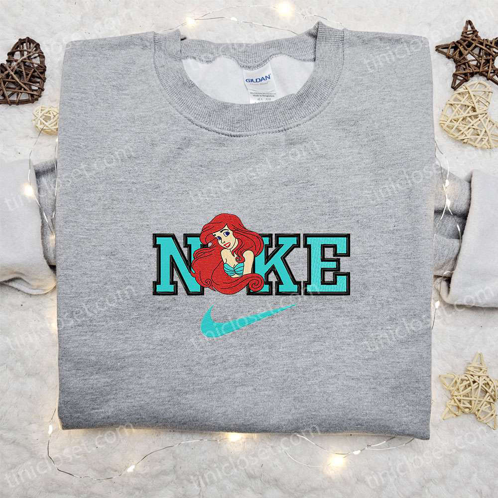 Ariel x Nike Cartoon Embroidered Shirt: The Little Mermaid Inspired Nike Shirt