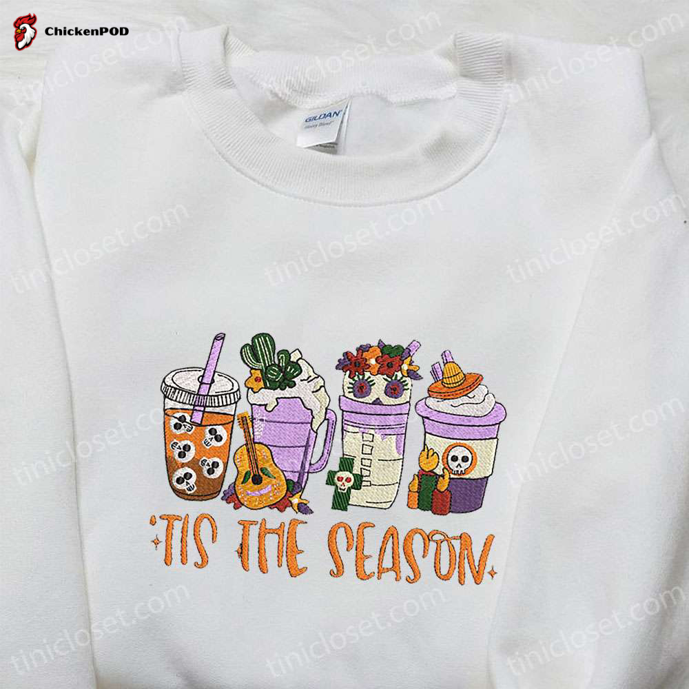 Autumn Tis The Season Latte Embroidered Shirt – Vintage Halloween Gift for Family