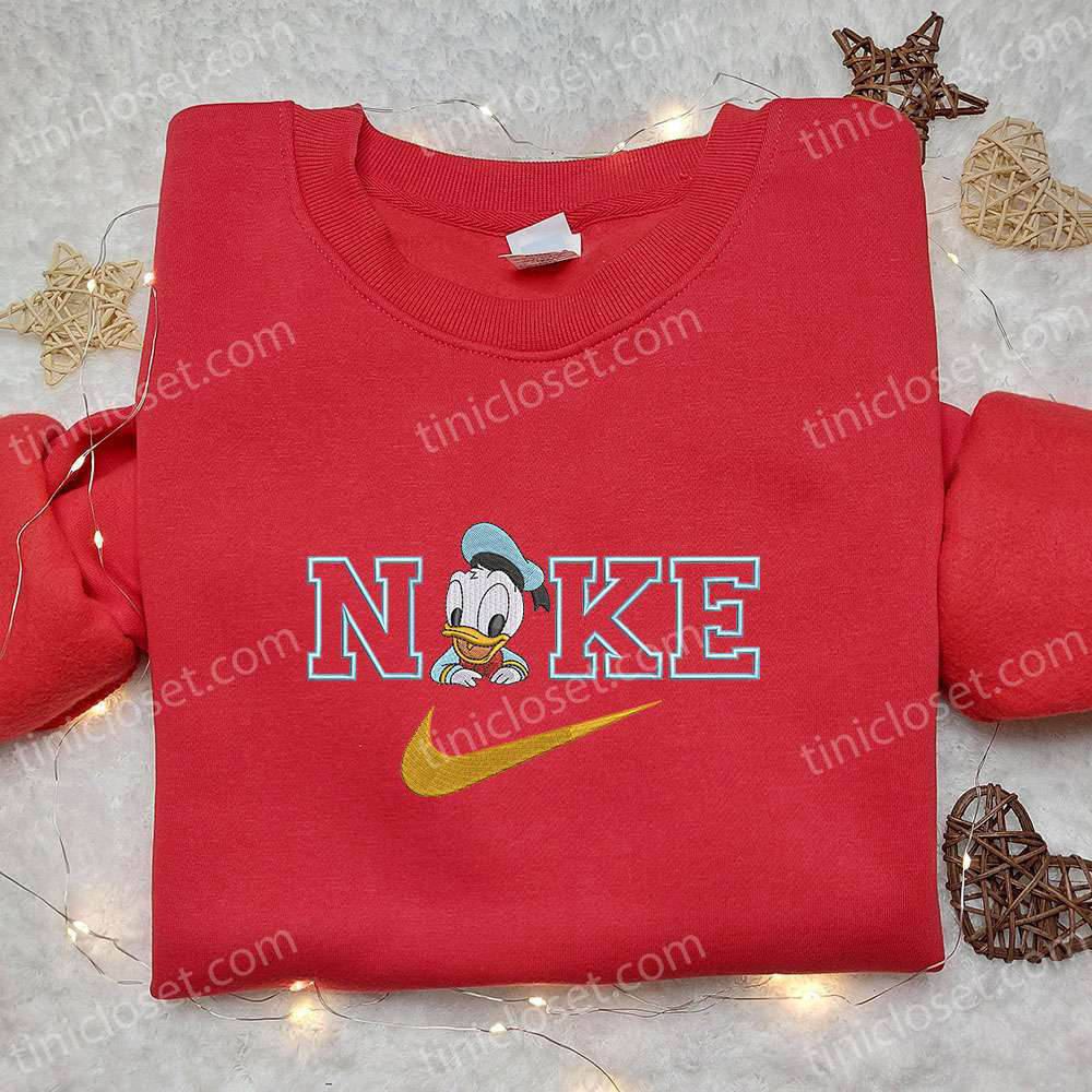 Baby Donald Duck x Nike Cartoon Embroidered Shirt – Custom Nike Gift for Birthdays