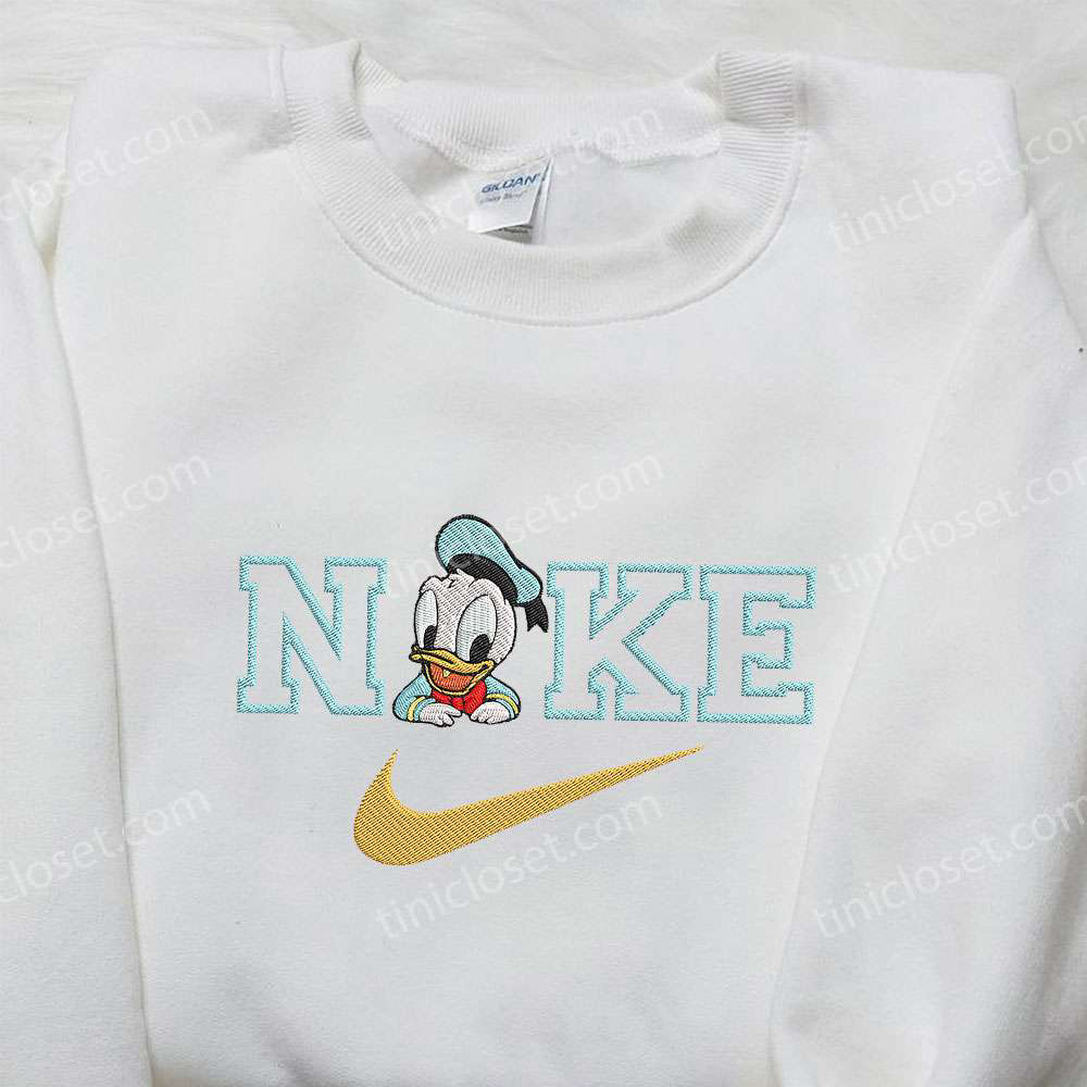 Adorable Baby Donald Duck x Nike Embroidered Hoodie & Disney Shirt: Nike Inspired Embroidery