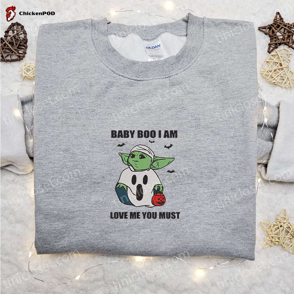 Adorable Baby Yoda Embroidered Sweatshirt – Movie Hoodie Halloween Shirt Love Me You Must! Baby Boo Am – Shop Now