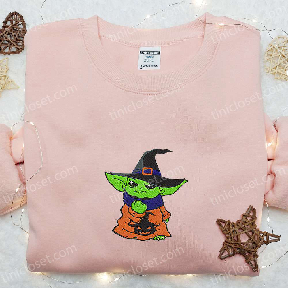 Baby Yoda Embroidered Sweatshirt Movie Hoodie & Halloween Shirt – Unique & Stylish Embroidered Clothing