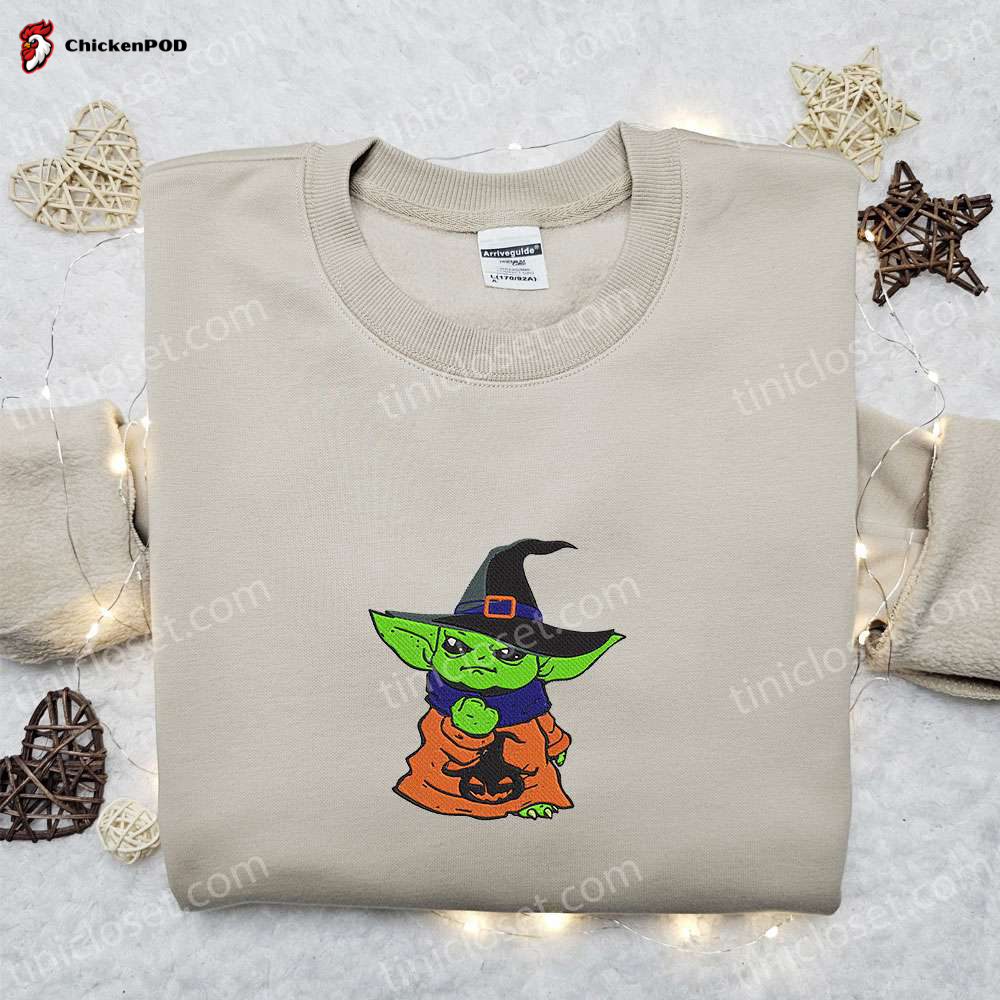 Baby Yoda Embroidered Sweatshirt Movie Hoodie & Halloween Shirt – Unique & Stylish Embroidered Clothing