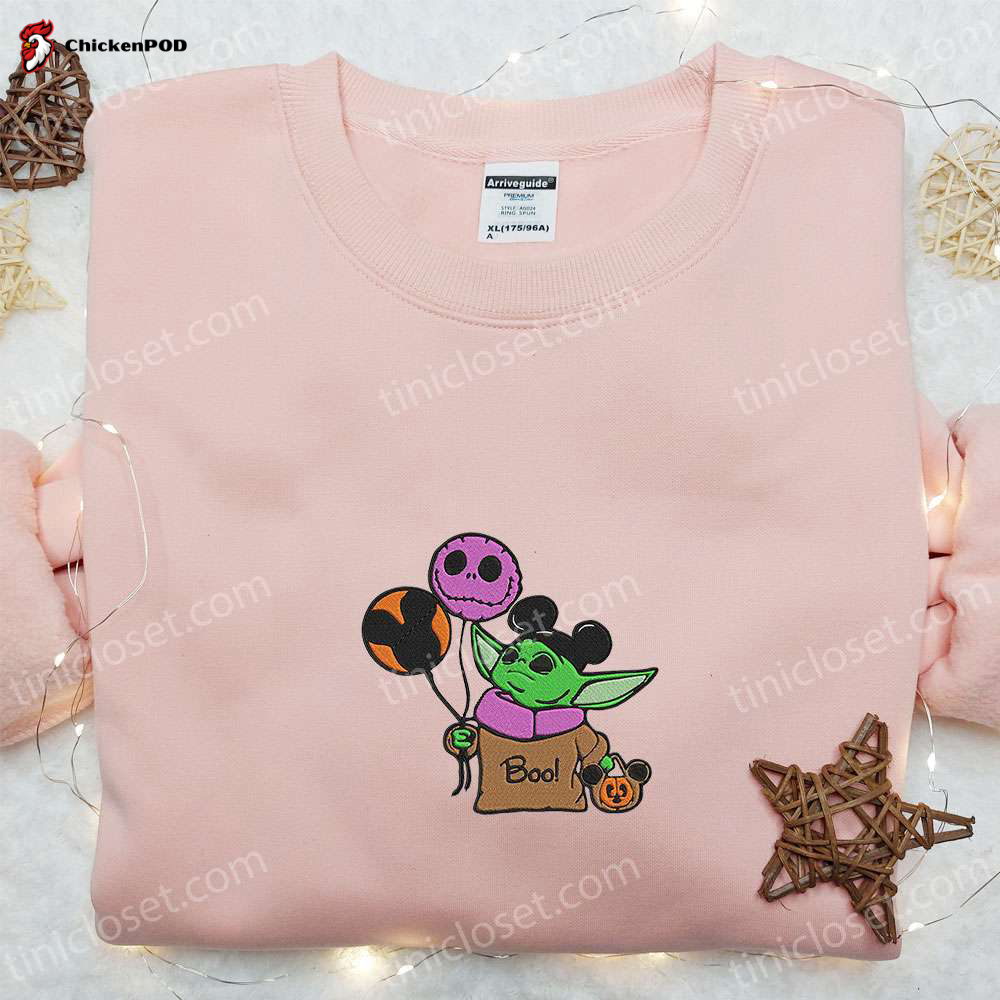 Baby Yoda Jack Skellington Mickey Balloons Embroidered Sweatshirt: Halloween Hoodie with Best Gift Ideas