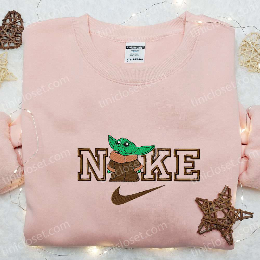 Baby Yoda x Nike Movie Embroidered Shirt – Perfect Nike Inspired Gift for Family