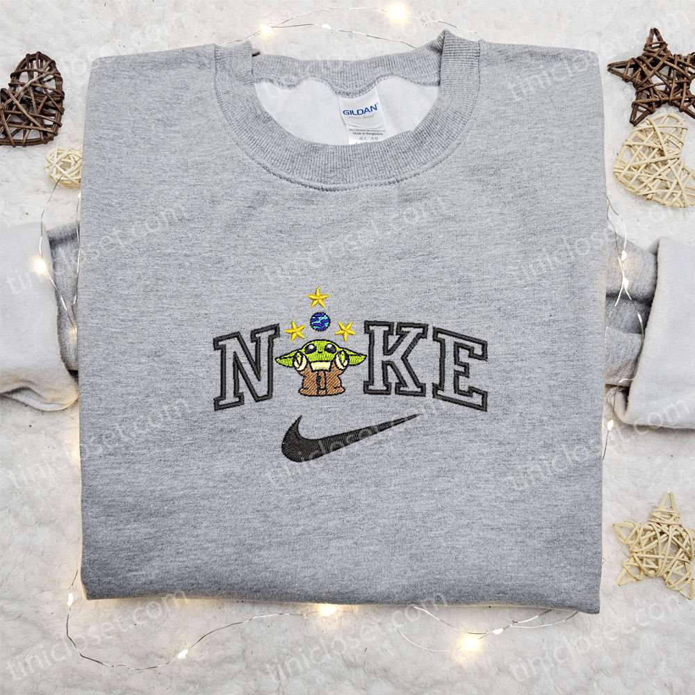 Baby Yoda x Nike Movie Embroidered Sweatshirt & T-shirt: Custom Best Birthday Gift Ideas