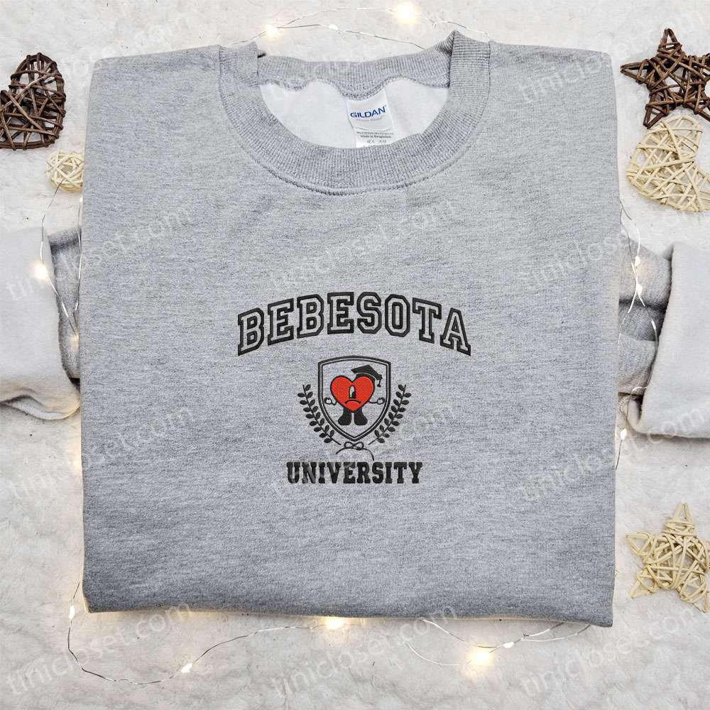 Bad Bunny Bebesota University Embroidered Sweatshirt – Back to School Shirt Best Gift Ideas for Family