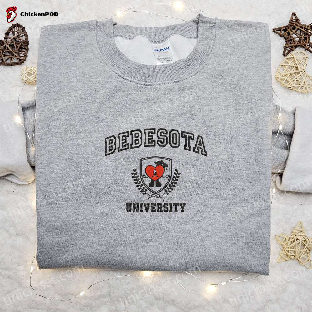 Bad Bunny Bebesota University Embroidered Sweatshirt – Back to School Shirt Best Gift Ideas for Family