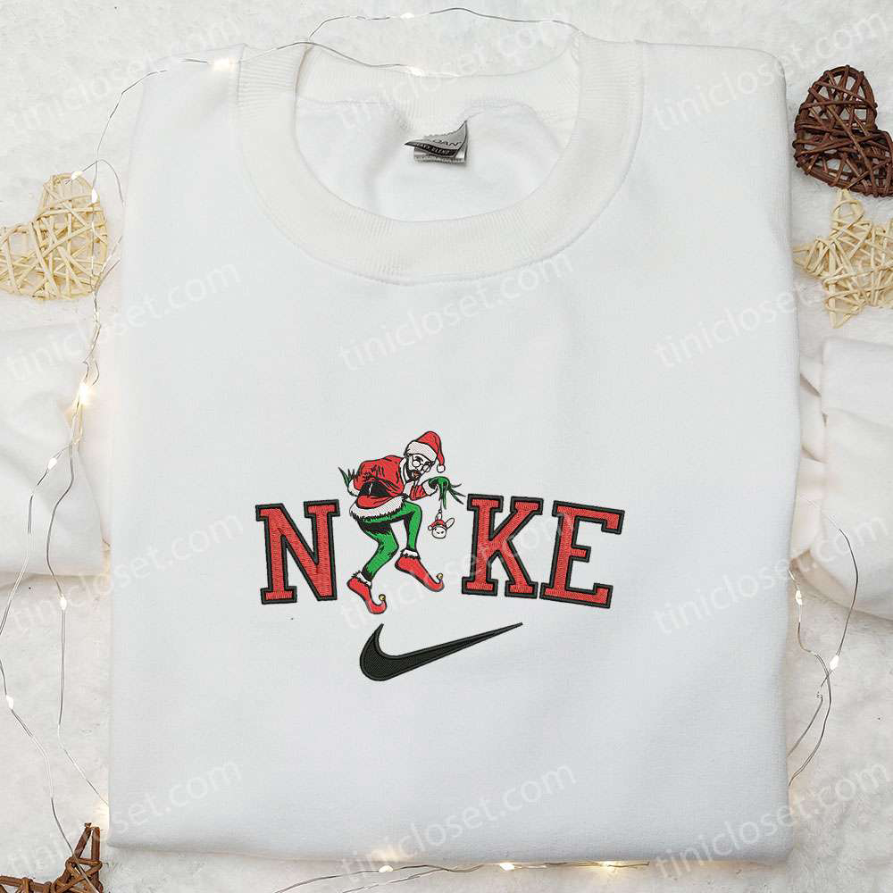 Bad Bunny Cosplay Grinch Christmas x Nike Embroidered Sweatshirt: Festive Movie Shirt for Best Christmas Gift Ideas