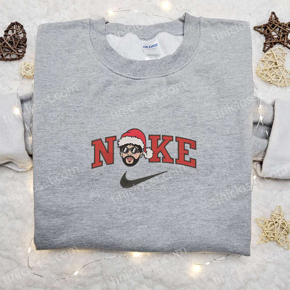 Bad Bunny Head Santa Hat Christmas x Nike Embroidered Sweatshirt – Best Christmas Gift Ideas