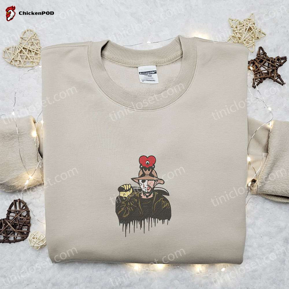 Bad Bunny Jason Voorhees Embroidered Sweatshirt: Celebrity Hoodie for Halloween