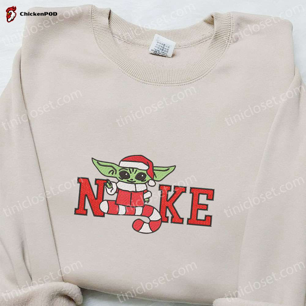 Bad Yoda Santa Claus Christmas x Nike Embroidered Sweatshirt: Movie Christmas Shirt Best Gift Ideas