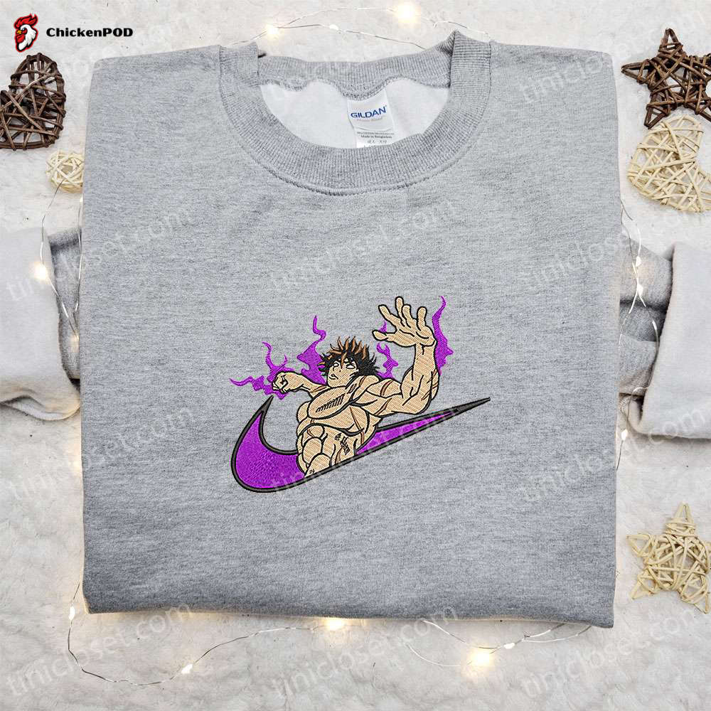 Baki x Nike Anime Embroidered Shirt: Grappler Inspired Custom Nike Tee