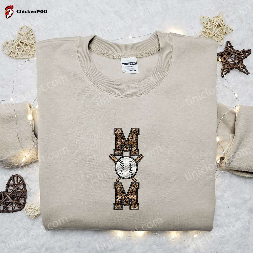 Baseball Mom Embroidered Shirt & Hoodie: Best Sports Gift for Mom on Mother’s Day