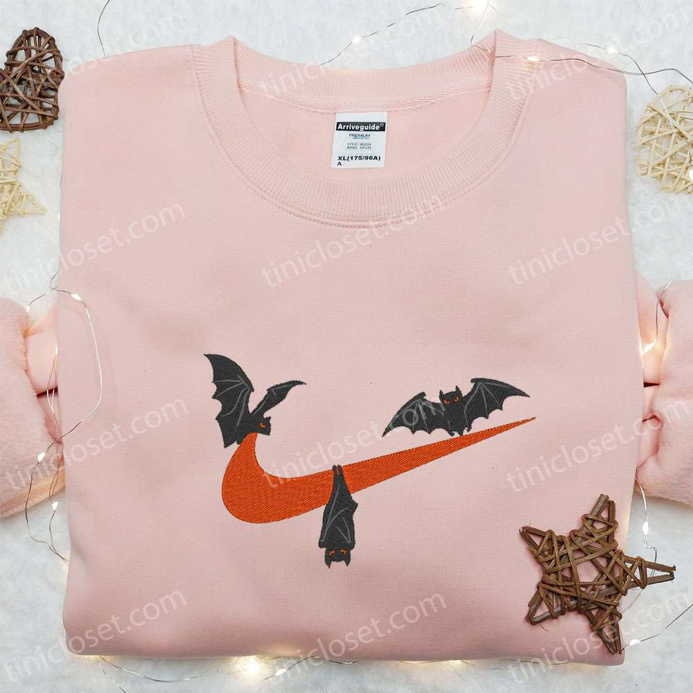 Halloween Gift Ideas: Bat X Swoosh Embroidered Sweatshirt – Nike Inspired Shirt For Family