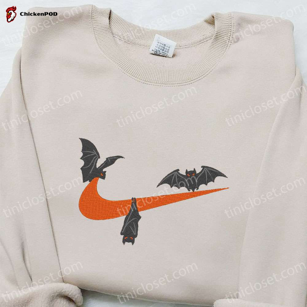 Halloween Gift Ideas: Bat X Swoosh Embroidered Sweatshirt – Nike Inspired Shirt For Family