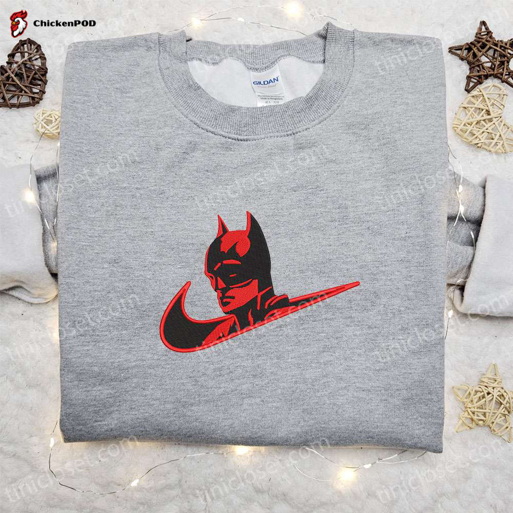 Batman x Nike Swoosh Movie Sweatshirt: DC Comic & Nike Inspired Embroidered Shirt