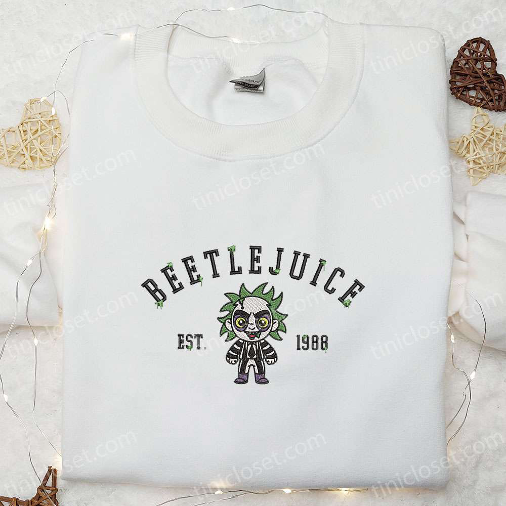 Beetlejuice Est 1988 Embroidered Shirt: Horror Movie Gift for Halloween – Best Family Halloween Gift