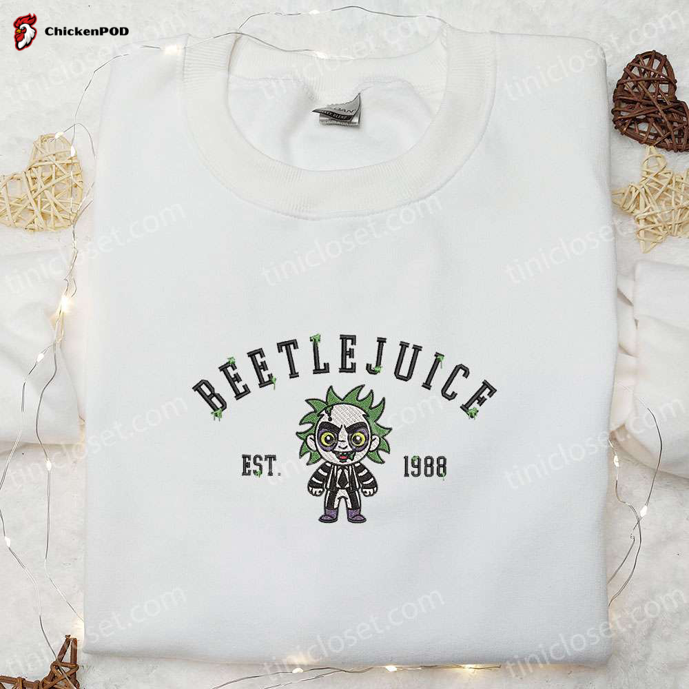 Beetlejuice Est 1988 Embroidered Shirt: Horror Movie Gift for Halloween – Best Family Halloween Gift