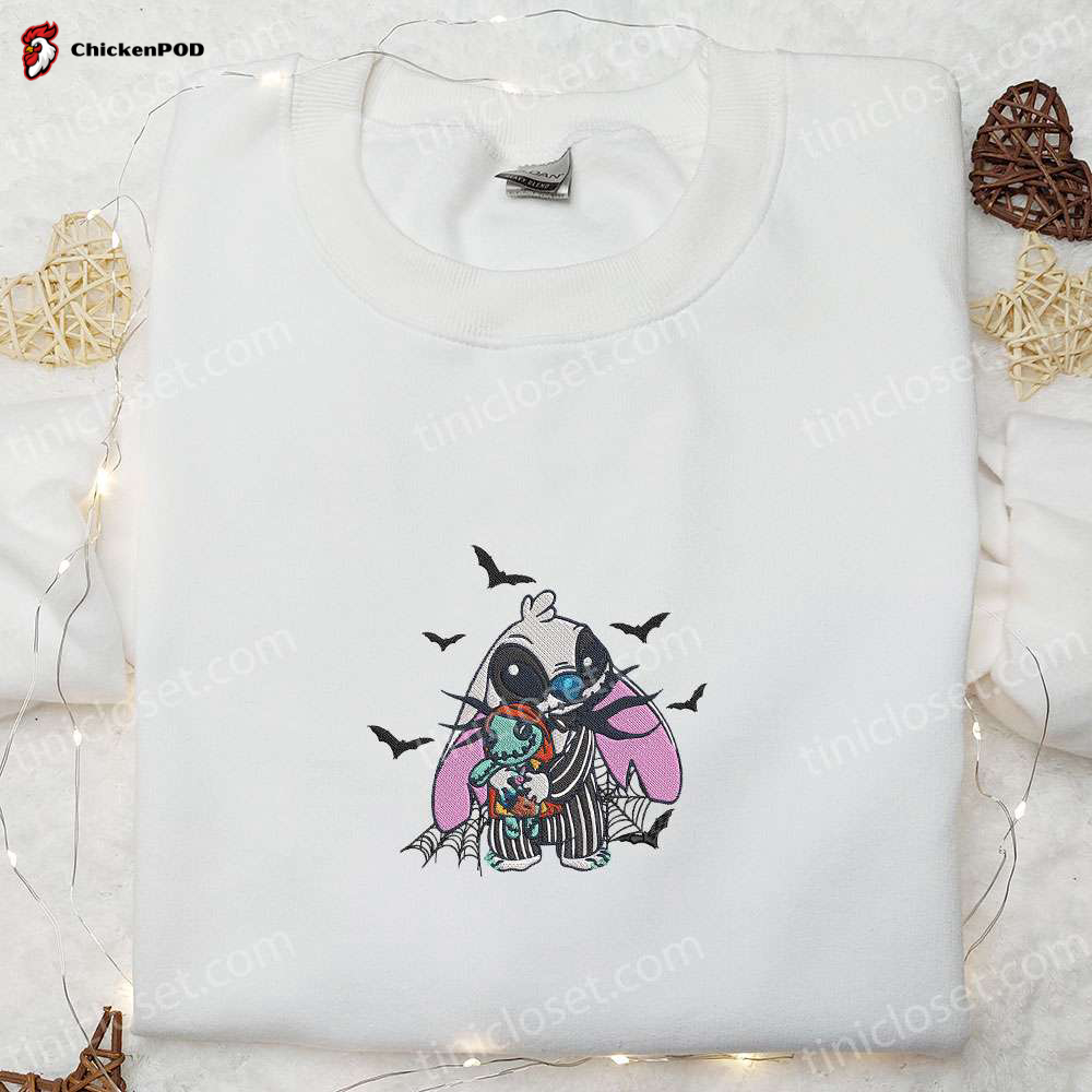 Beetlejuice x Stitch Embroidered Shirt: Disney s Best Halloween Gift for the Family