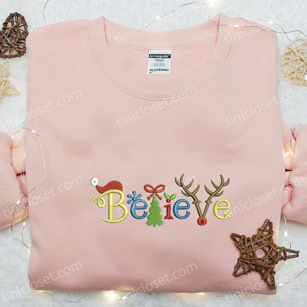 Believe Christmas Elements: Embroidered Shirt & Hoodie – Best Gifts for Family