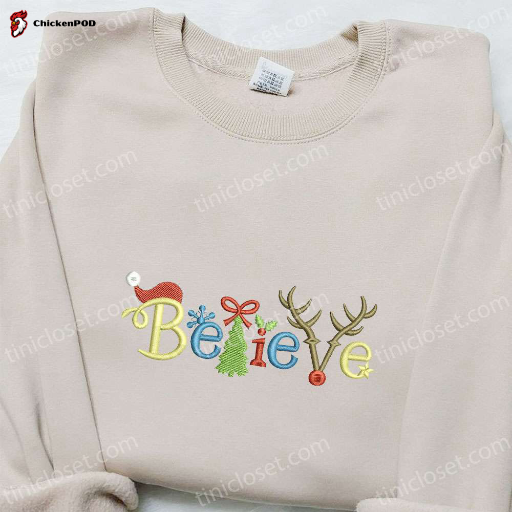 Believe Christmas Elements: Embroidered Shirt & Hoodie – Best Gifts for Family