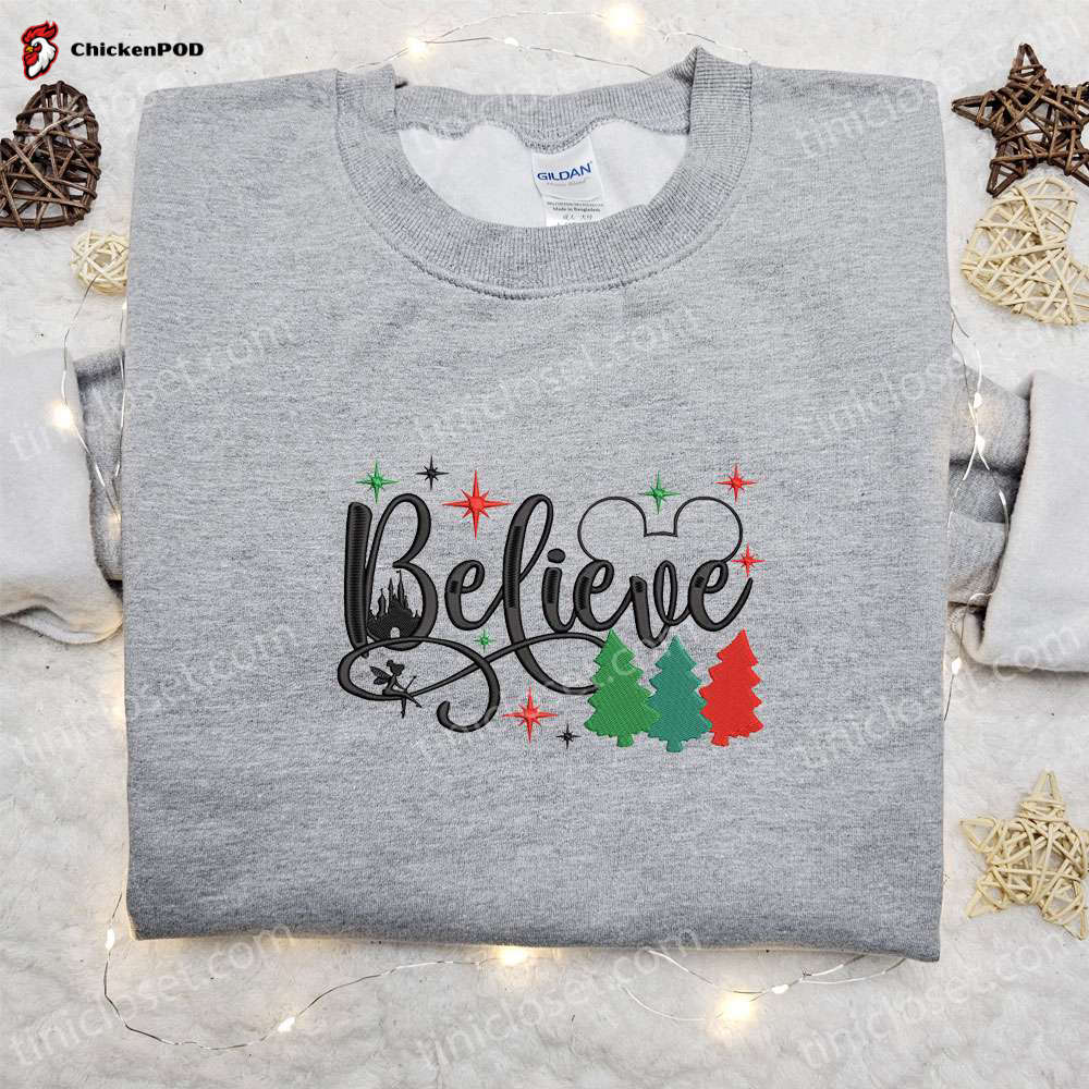 Believe Wine Glass Embroidered Shirt & Christmas Hoodie – Best Family Gifts