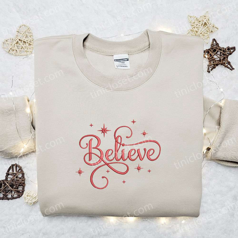 Believe Embroidered Shirt & Christmas Hoodie: Best Family Gifts for the Holidays