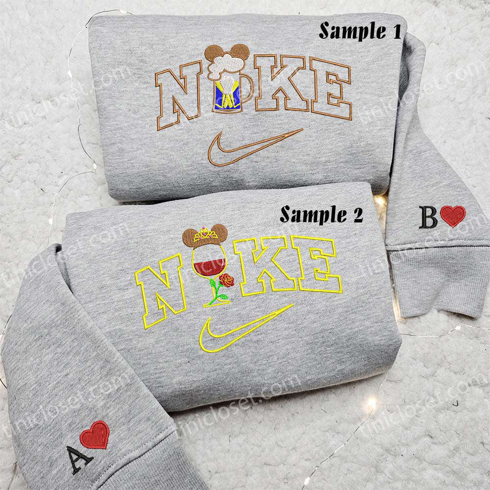 Belle and Beast Drinks: Embroidered Couples Shirts for Perfect Match – Unleash Your Disney Love!