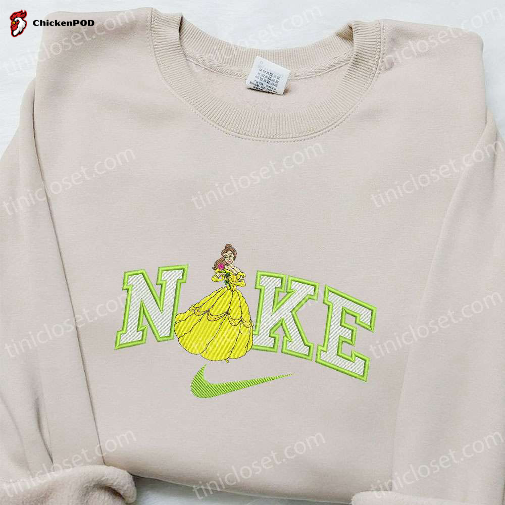 Belle x Nike Cartoon Embroidered Shirt: Best Family Gift Ideas Nike Inspired & Engaging!