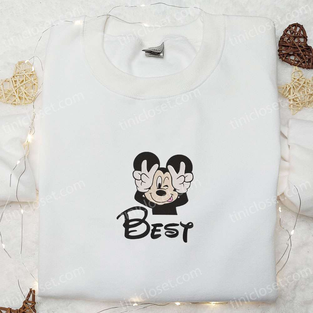 Disney Characters Embroidered T-shirt: Best Friend Mickey Design Perfect Gift Idea