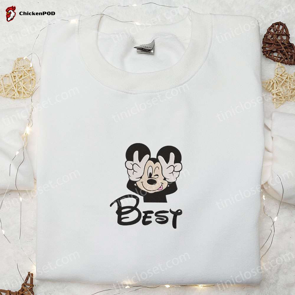 Disney Characters Embroidered T-shirt: Best Friend Mickey Design Perfect Gift Idea