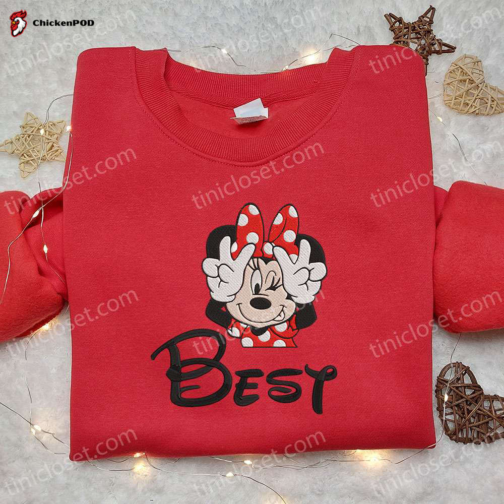 Disney Characters Best Friend Minnie Embroidered Shirt: Top Gift Idea for Disney Fans