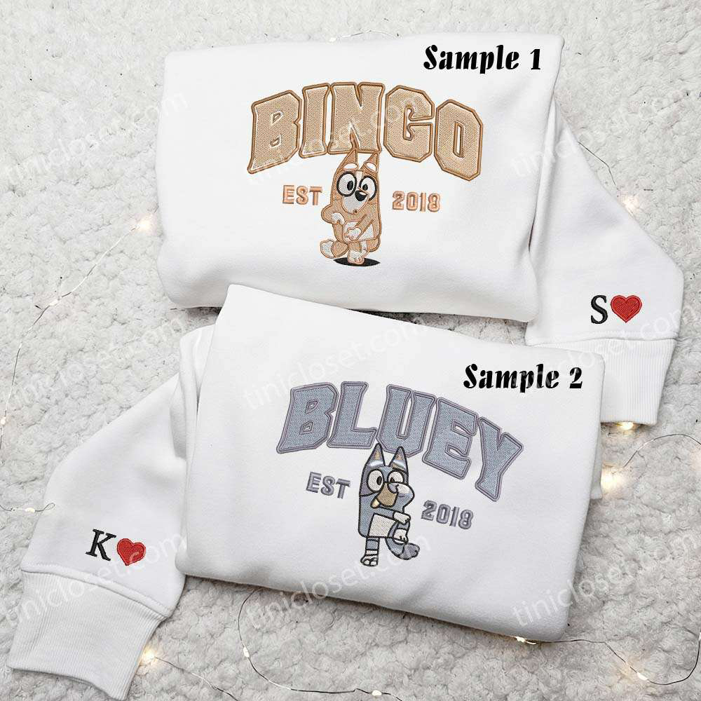 Bingo and Bluey Est 2018 Embroidered Shirt: Trendy and Timeless Fashion with Distinctive Embroidery