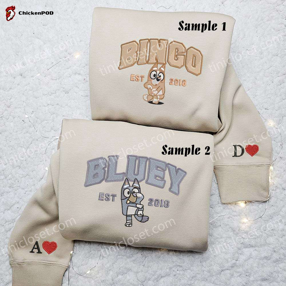 Bingo and Bluey Est 2018 Embroidered Shirt: Trendy and Timeless Fashion with Distinctive Embroidery