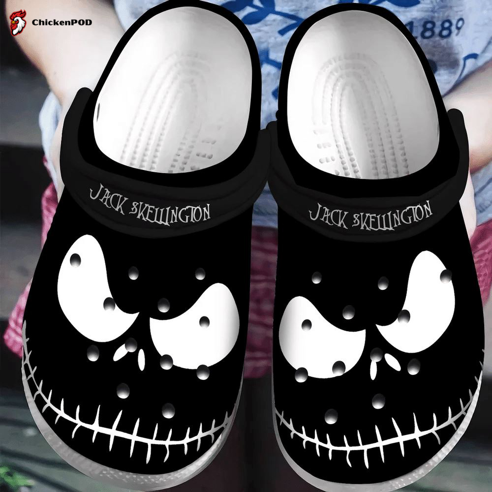 Black And White Jack Skellington Skulls The Nightmare Before Christmas Movie Crocs-Slippers Clog Shoesclog Shoes