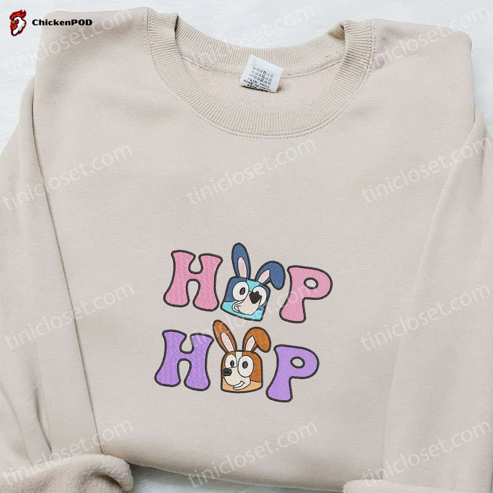 Bluey Hop Hop Embroidered Shirt & Thanksgiving Hoodie: Best Holiday Gift Ideas!