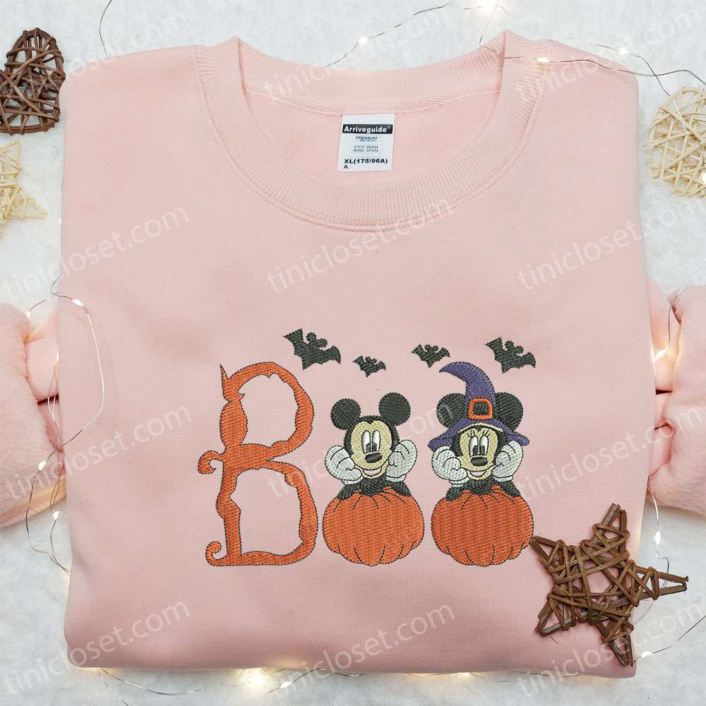 Spooktacular Boo Mickey Minnie Embroidered Shirt – Perfect Disney Halloween Gift