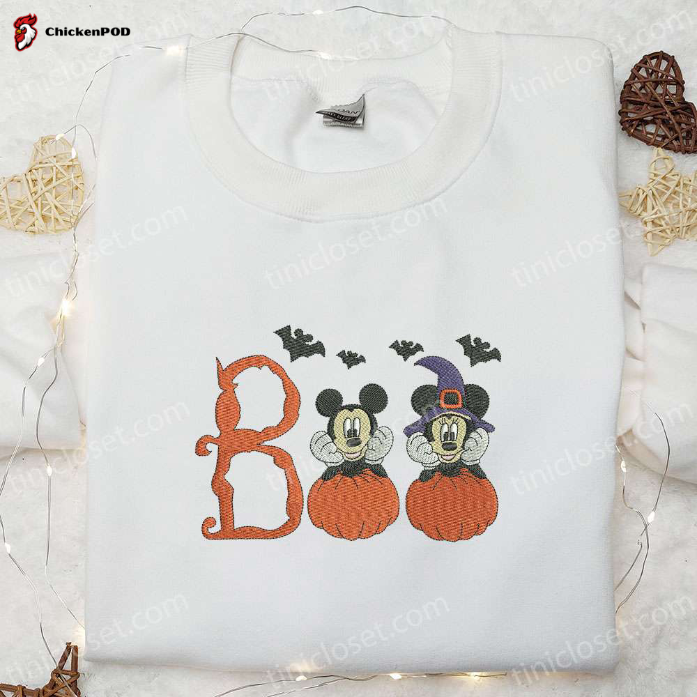 Spooktacular Boo Mickey Minnie Embroidered Shirt – Perfect Disney Halloween Gift