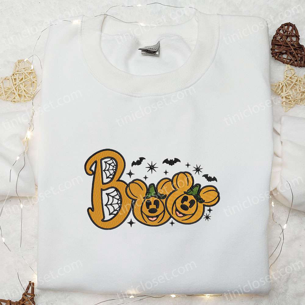 Spooky Boo Mickey Minnie Pumpkin Embroidered Shirt – Perfect Disney Halloween Gift Idea