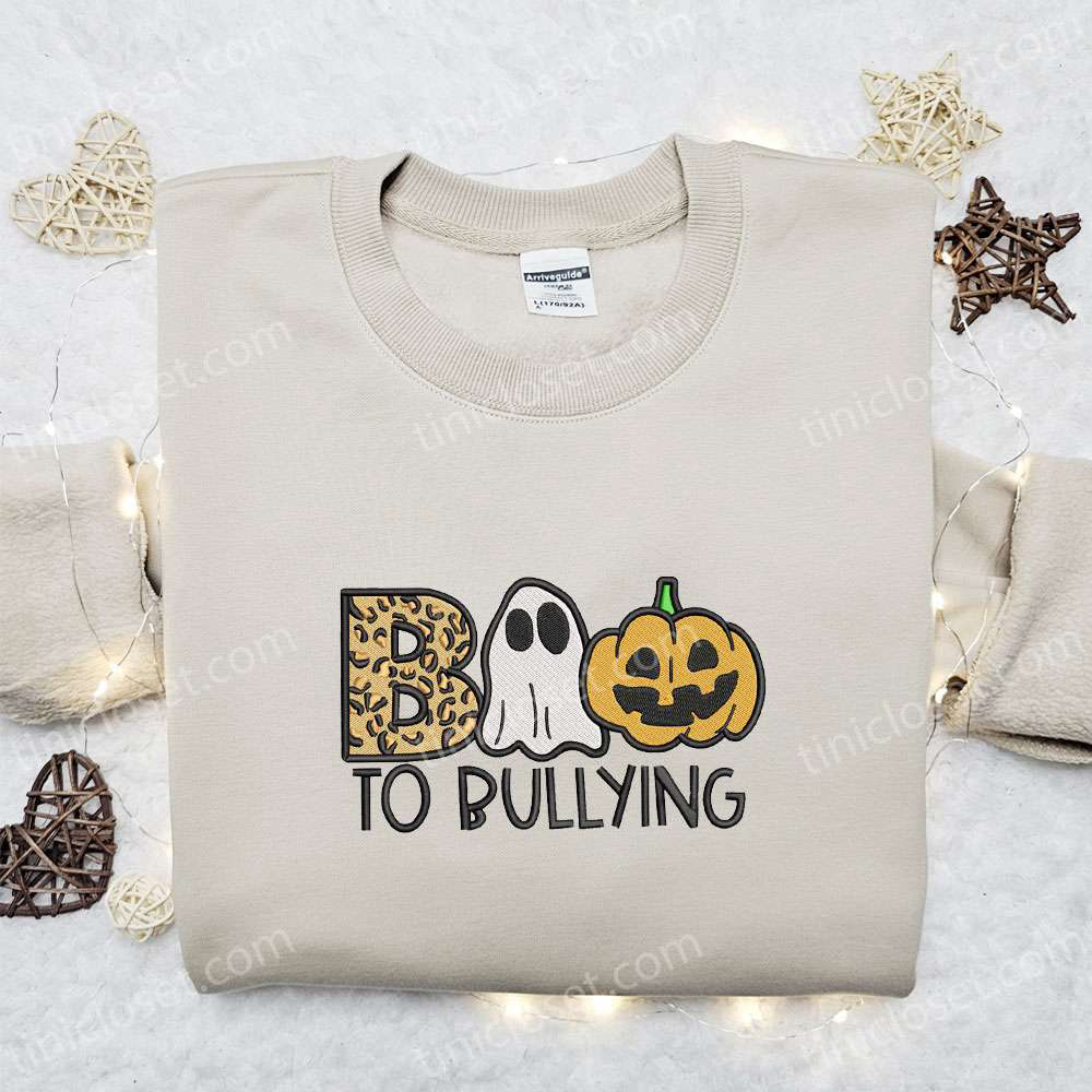 Spook Up Halloween with Boo To Bullying Pumpkin Embroidered Shirt – Best Gift Idea