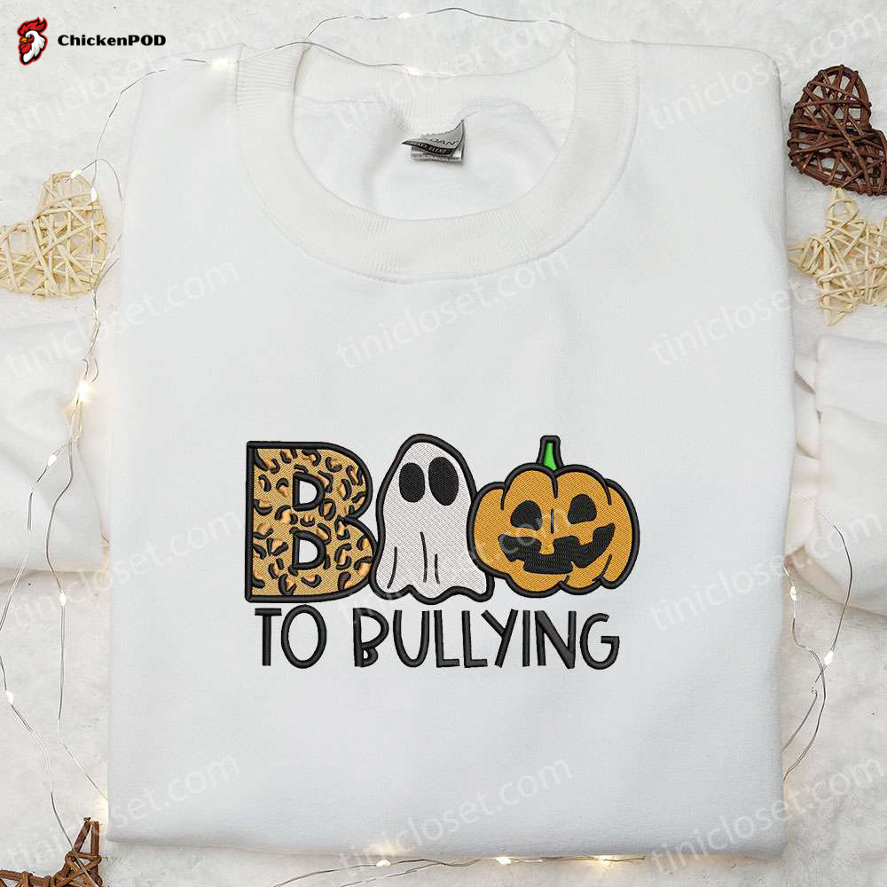 Spook Up Halloween with Boo To Bullying Pumpkin Embroidered Shirt – Best Gift Idea