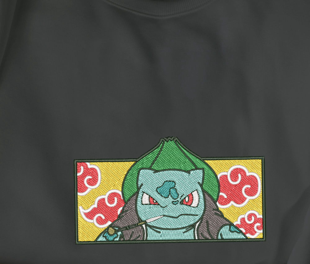 Bulbasaur Embroidered Sweatshirt: Anime Gift with Vibrant Embroidery