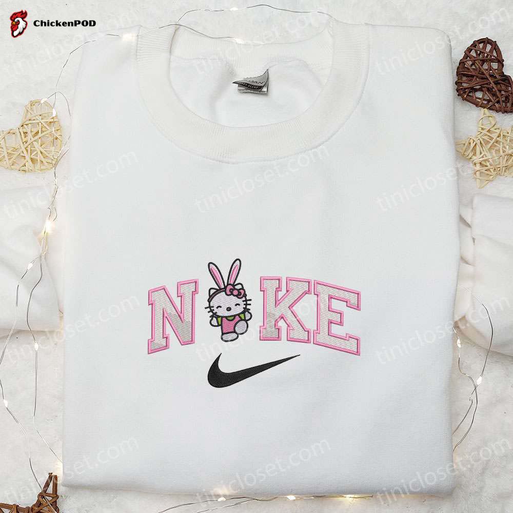 Bunny Hello Kitty Easter Day Embroidered Shirt: Cute & Festive Top for Easter Celebrations!