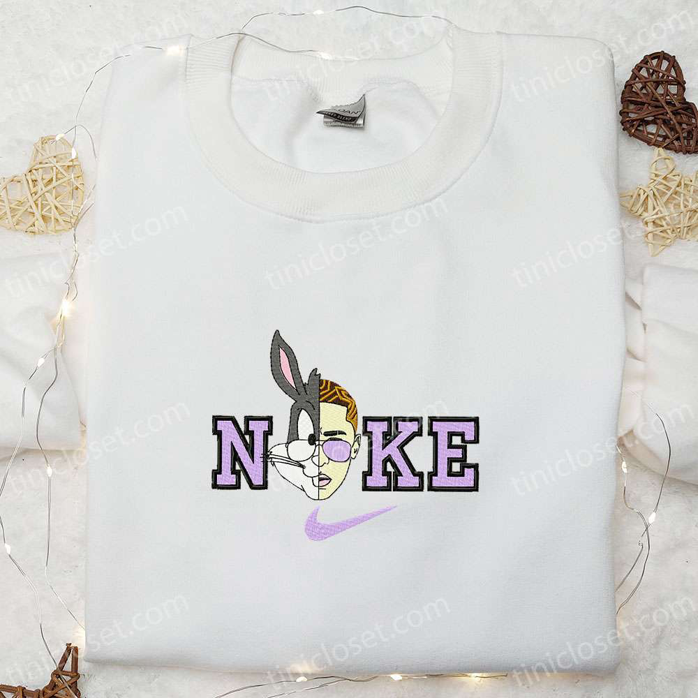 Unique Bunny x Bad Bunny x Nike Cartoon Embroidered Shirt – Looney Tunes & Custom Nike Design